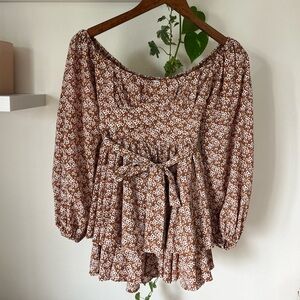 Princess Polly Brown Floral Smocked Romper Dress